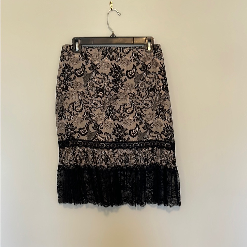 Nanette Lepore Black and Light Pink Lace Skirt